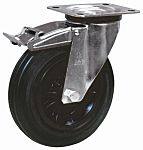 LAG 旋轉(zhuǎn)腳輪, 車輪直徑 125mm, 90kg負(fù)載制動，旋轉(zhuǎn)154mm是37.5mm, 橡膠輪胎重型102 x 83mm8mm4, 熱塑性塑料輪轂80 x 60mm平孔
